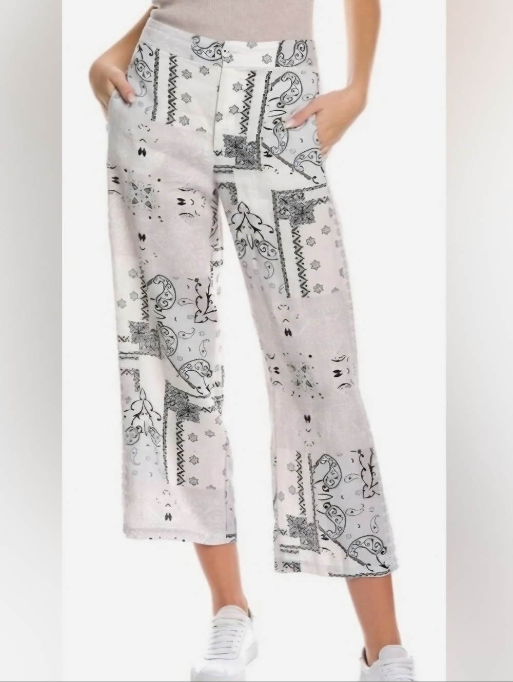 Johnny Was JWLA Workshop Ashton Bandanna Effortless Linen Pants, Small